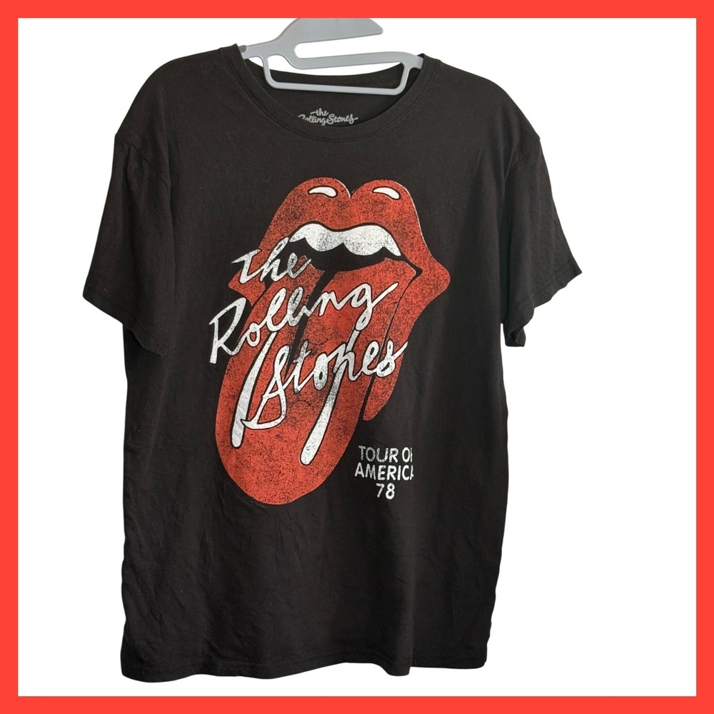 The Rolling Stones Tour of America 78 Graphic T-Shirt Black Medium Band Tee